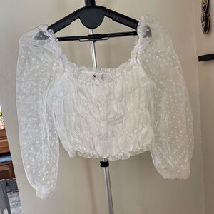 Elegant White Sheer Women's Top